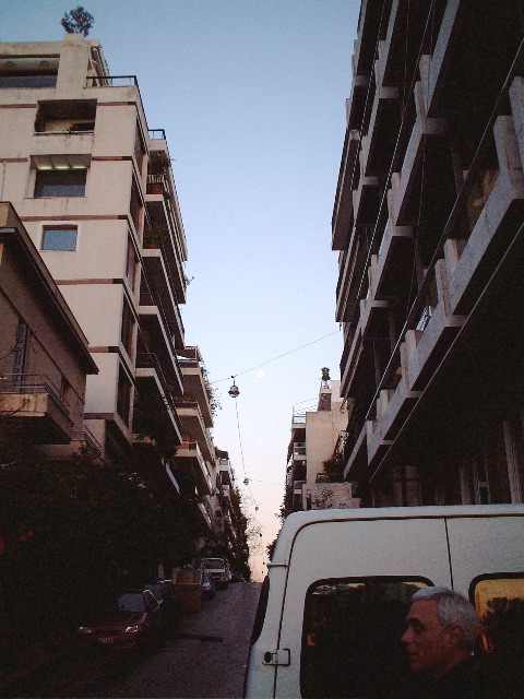 view out of hotel looking up the hill