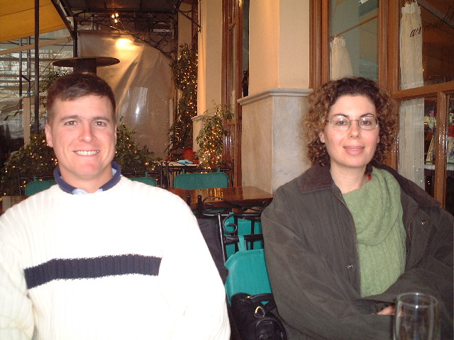 Gabe and Juliet at a taverna