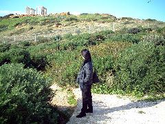 Yoko, contemplating Sounion