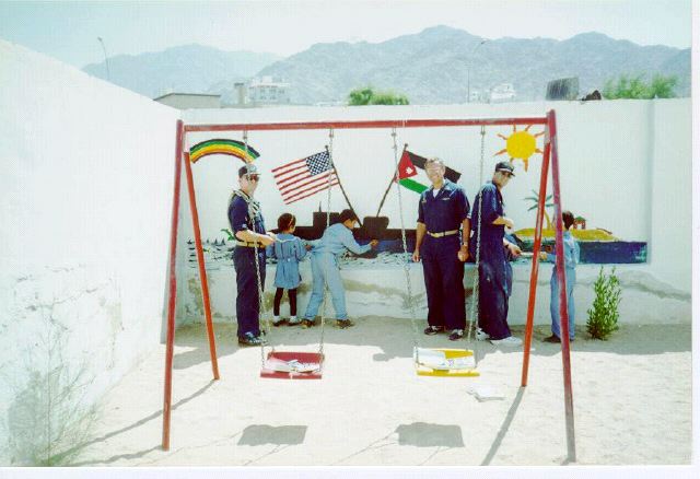 flags painted on orphanage